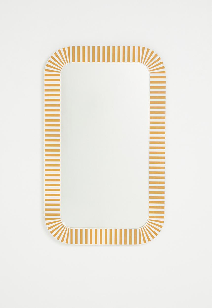 Sixth Floor - Resin inlay Squoval Mirror Ochre & White
