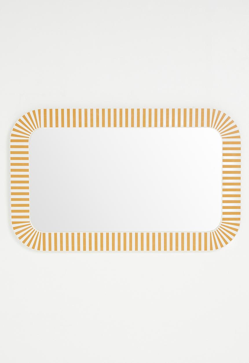 Sixth Floor - Resin inlay Squoval Mirror Ochre & White