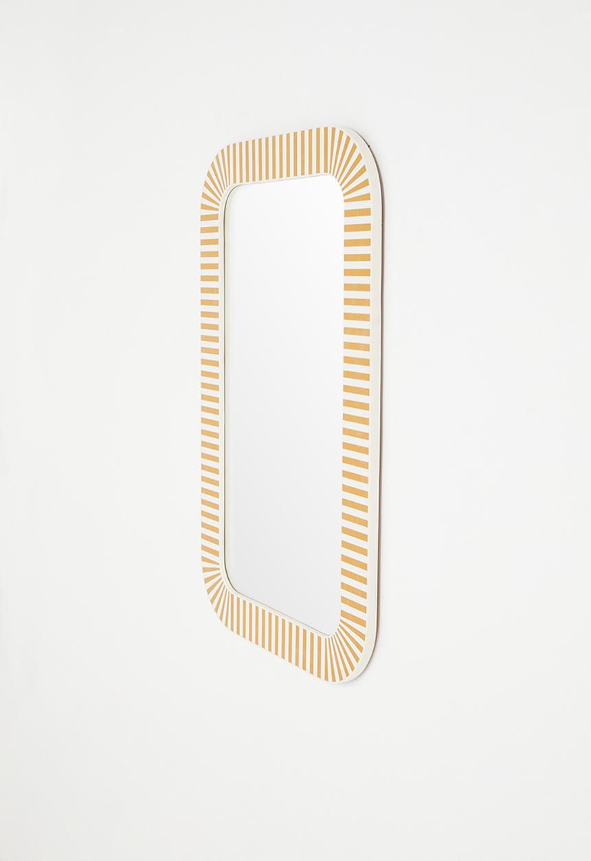 Sixth Floor - Resin inlay Squoval Mirror Ochre & White
