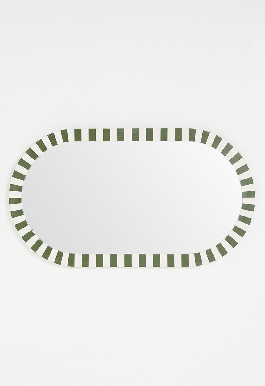 Sixth Floor - Resin Inlay Stripe Mirror Green & White