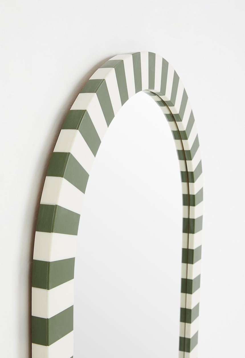 Sixth Floor - Resin Inlay Stripe Mirror Green & White