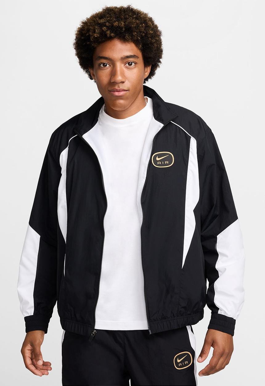 Nike - Nike Air Woven Track Top- Black/White/Metallic Gold