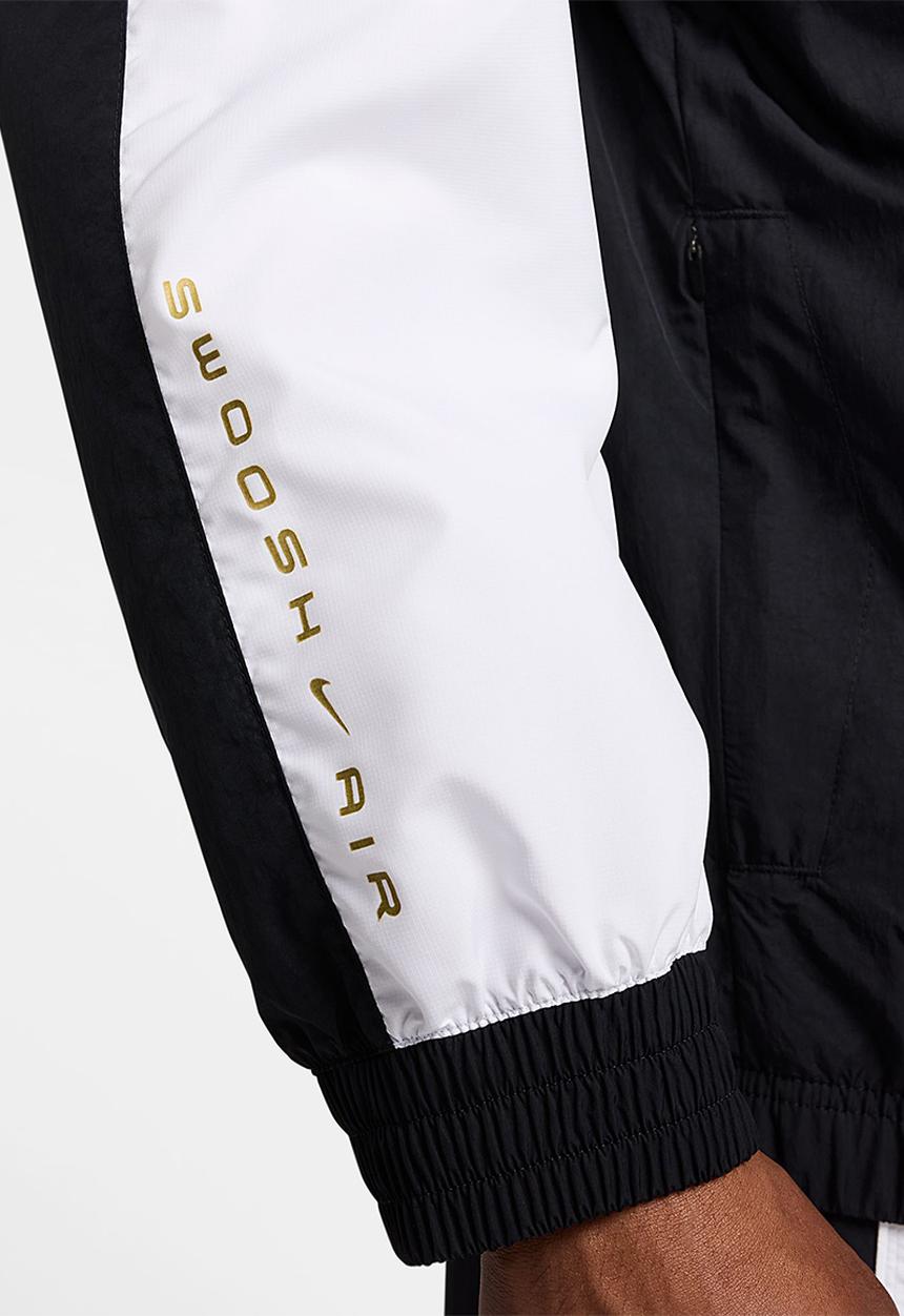 Nike - Nike Air Woven Track Top- Black/White/Metallic Gold