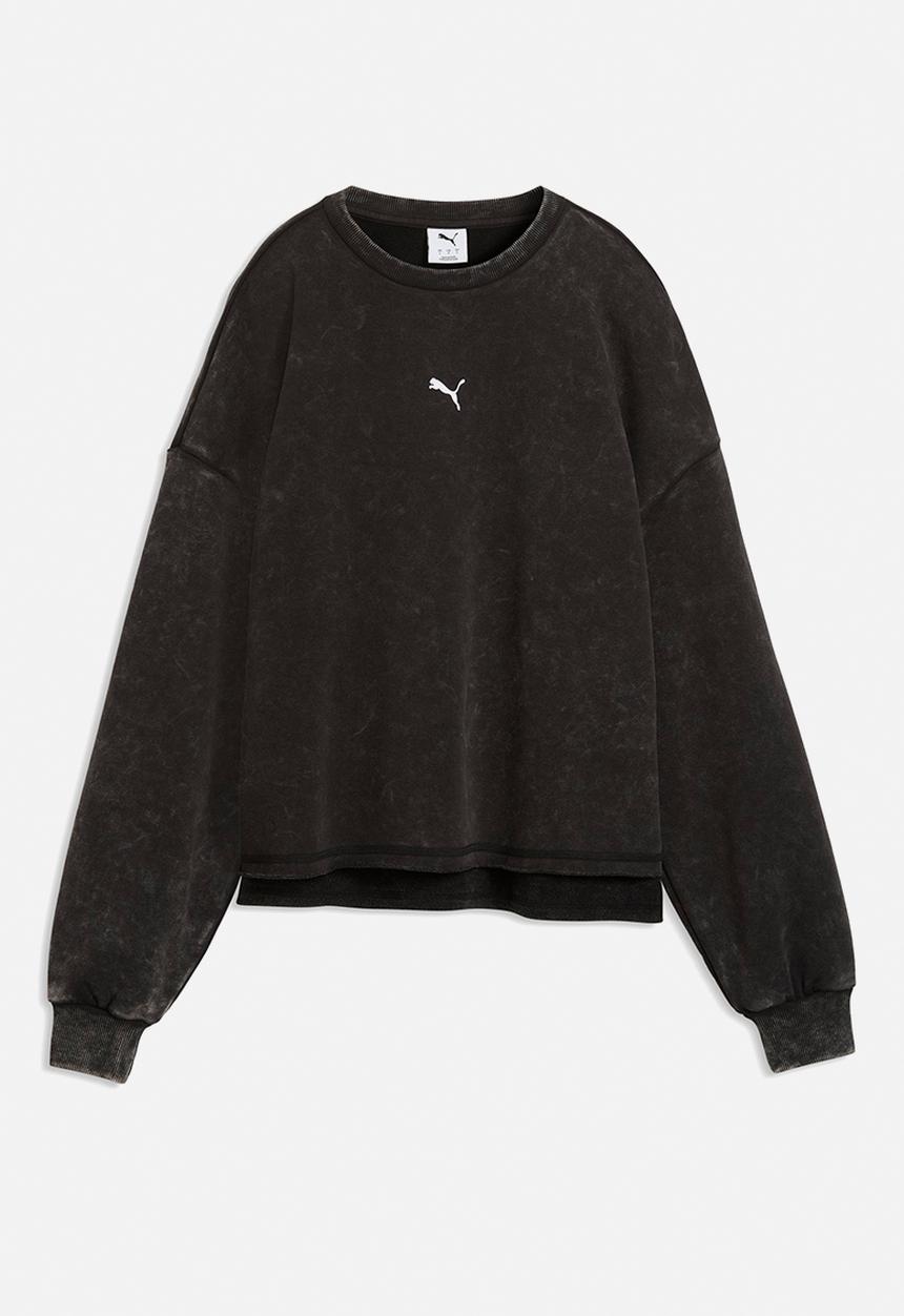 PUMA - Run Culture Collective Oversized Washed Graphic Crew Tr - Puma Black