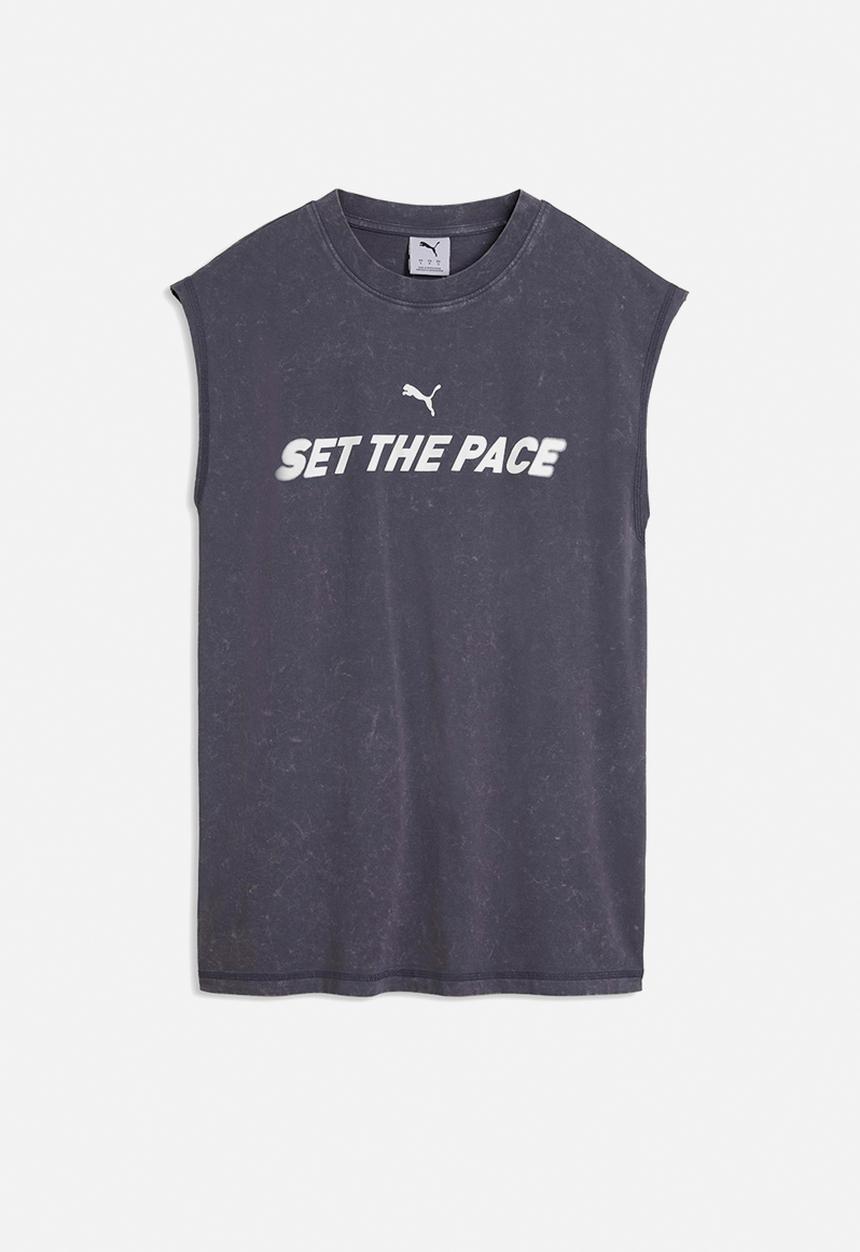 PUMA - Run Culture Collective Relaxed Washed Sleeveless Graphic Tee - Inky Depths