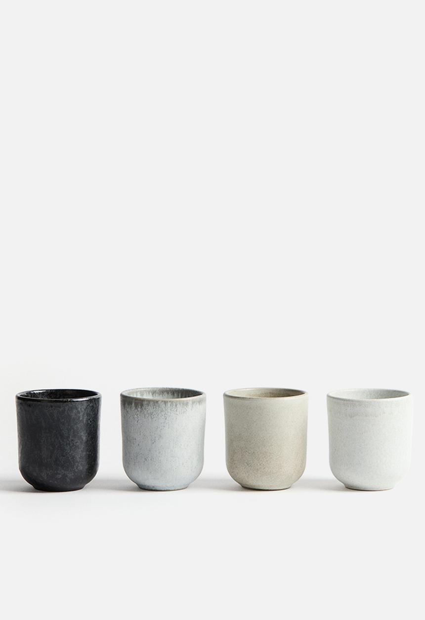 H&M - 4-Pack stoneware mugs - light grey/beige