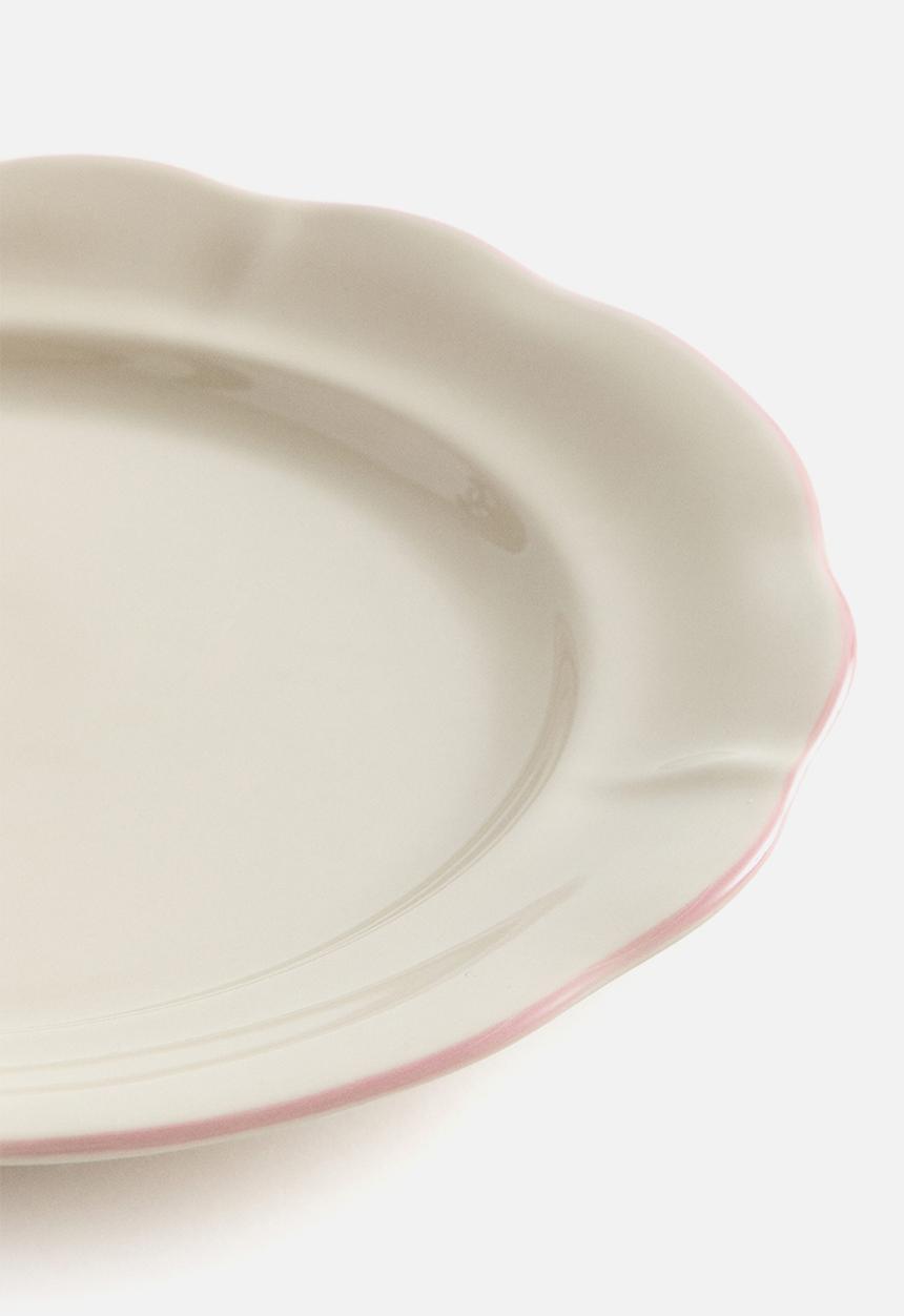 H&M - Stoneware dinner plate - light beige/pink