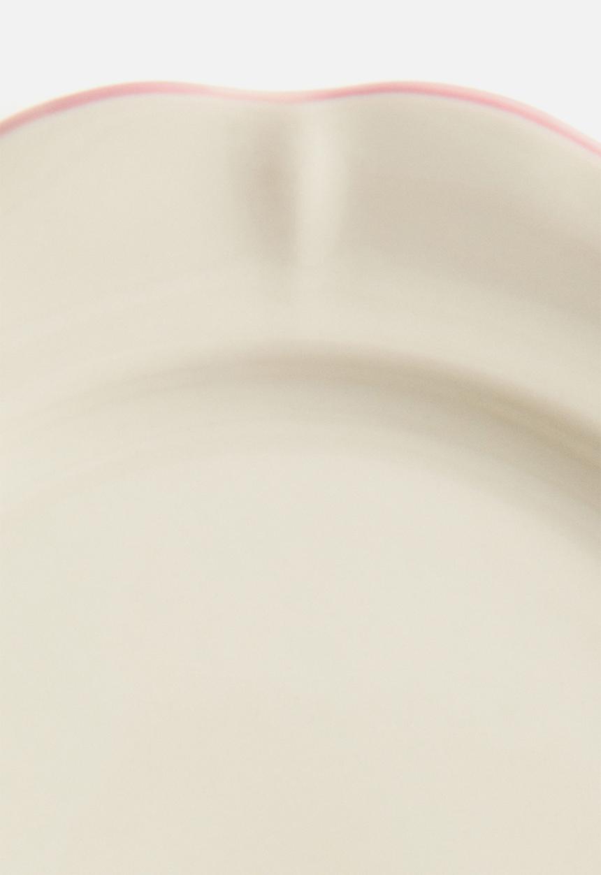 H&M - Stoneware dinner plate - light beige/pink