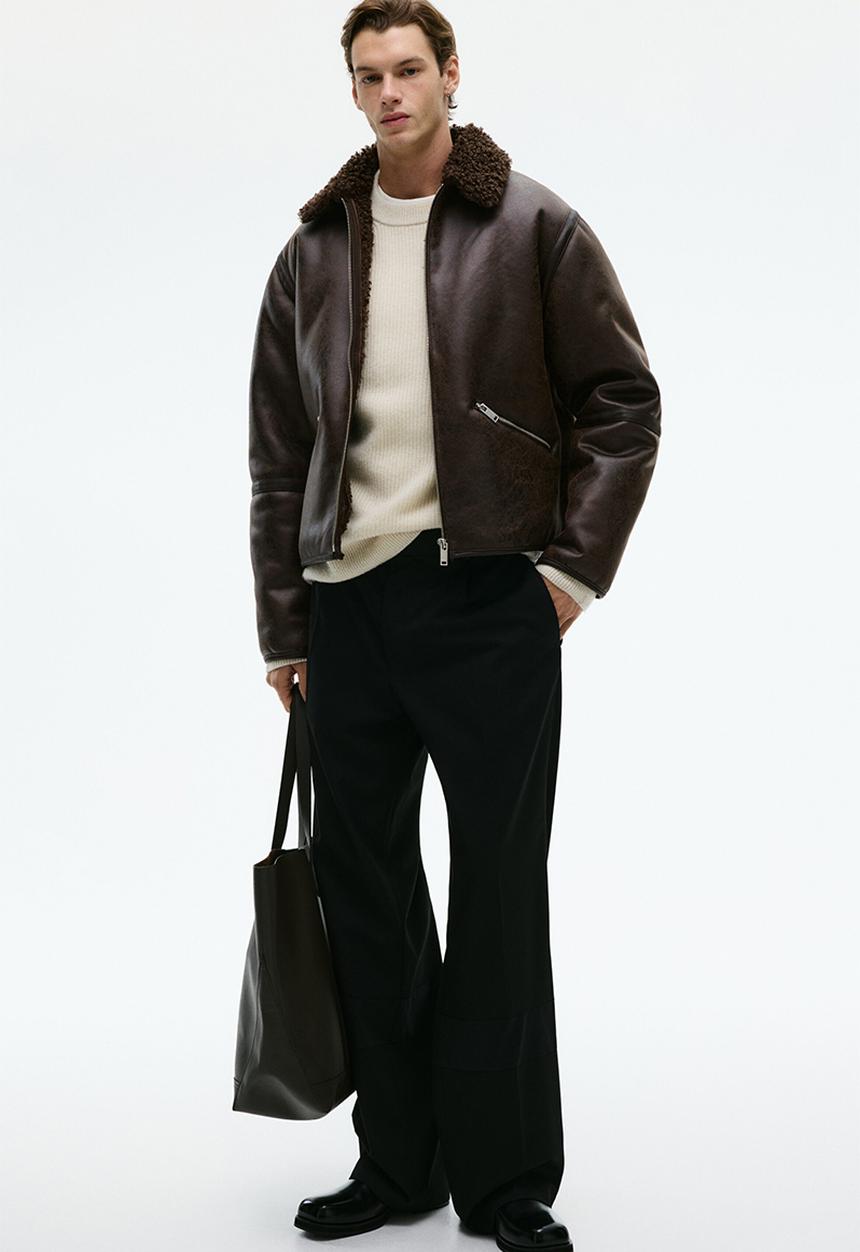 H&M - Teddy-lined jacket - dark brown