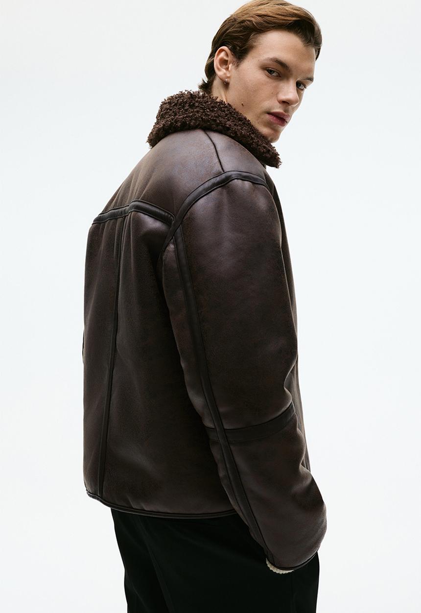 H&M - Teddy-lined jacket - dark brown