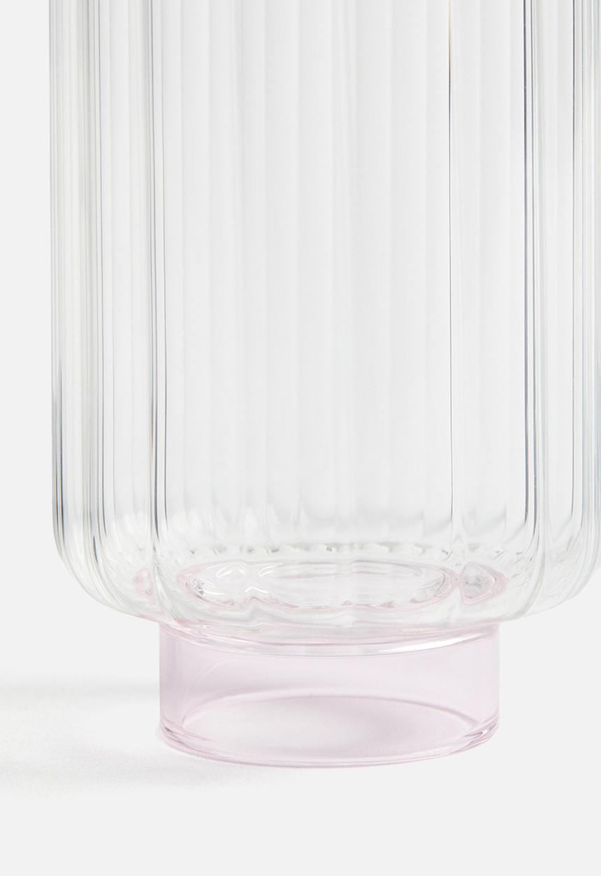 H&M - Fluted highball glass - transparent/pink