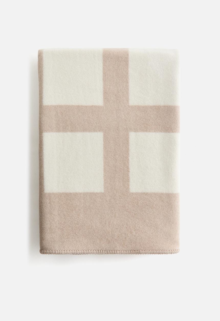 H&M - Wool-blend blanket - beige/colour block
