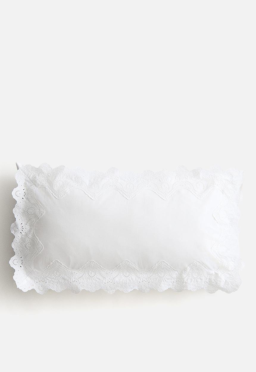 H&M - Lace-trimmed pillowcase - white
