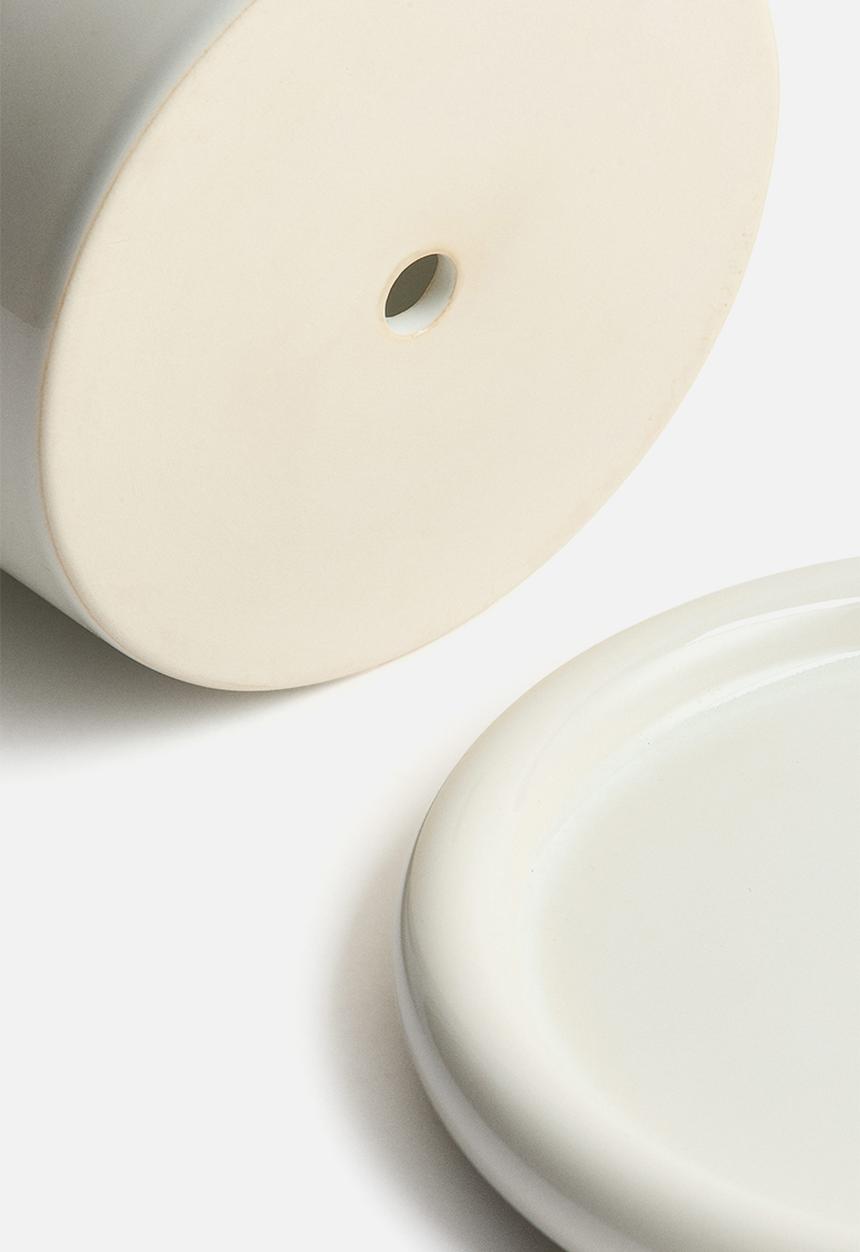 H&M - Stoneware plant pot with saucer - white