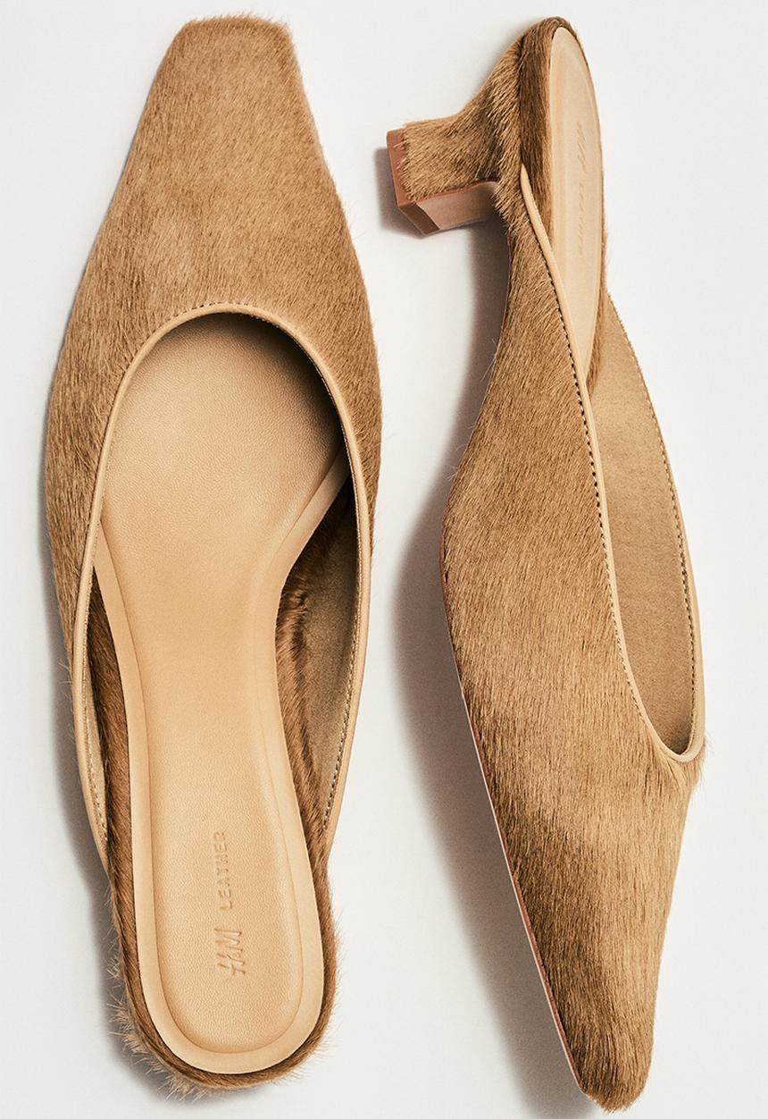 H&M - Heeled leather mules - beige
