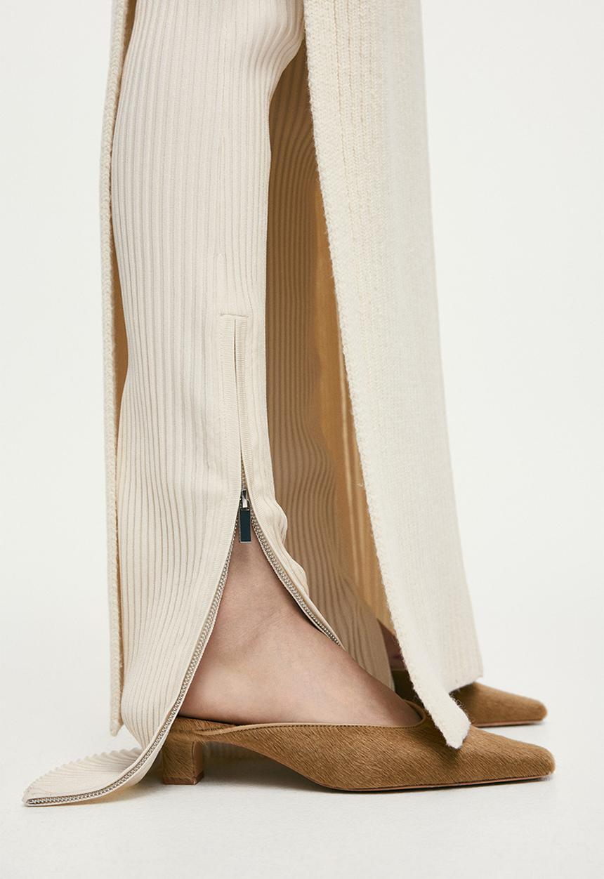 H&M - Heeled leather mules - beige