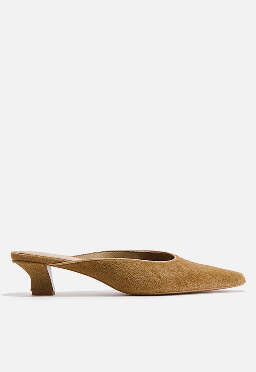 H&M - Heeled leather mules - beige