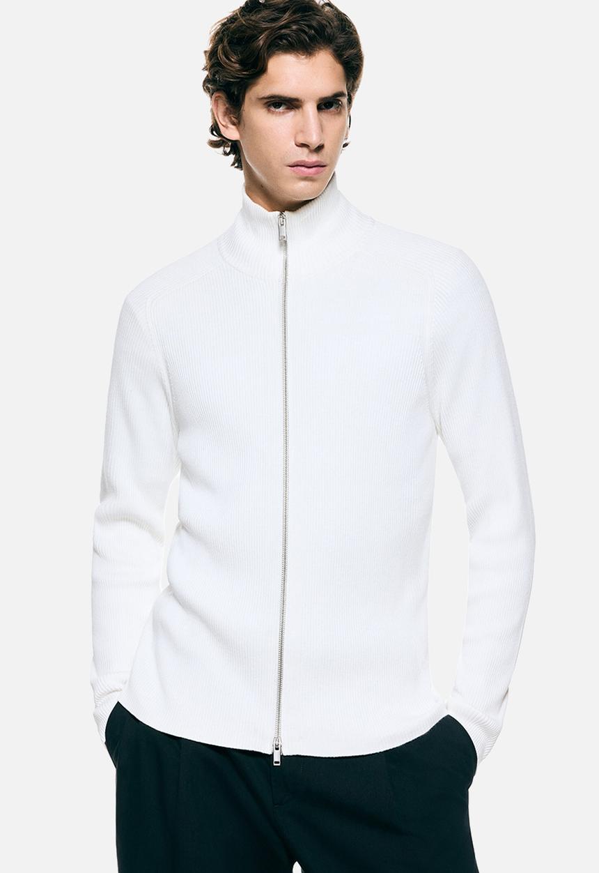 H&M - Slim fit rib-knit cardigan - white