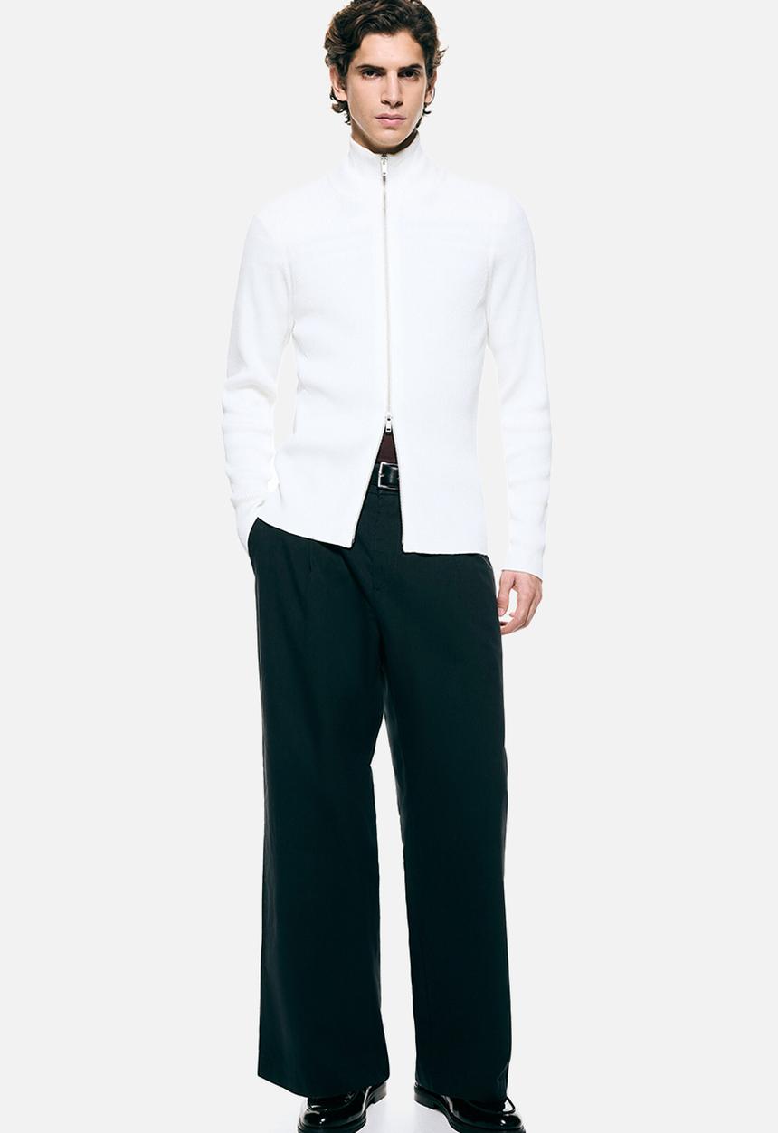 H&M - Slim fit rib-knit cardigan - white