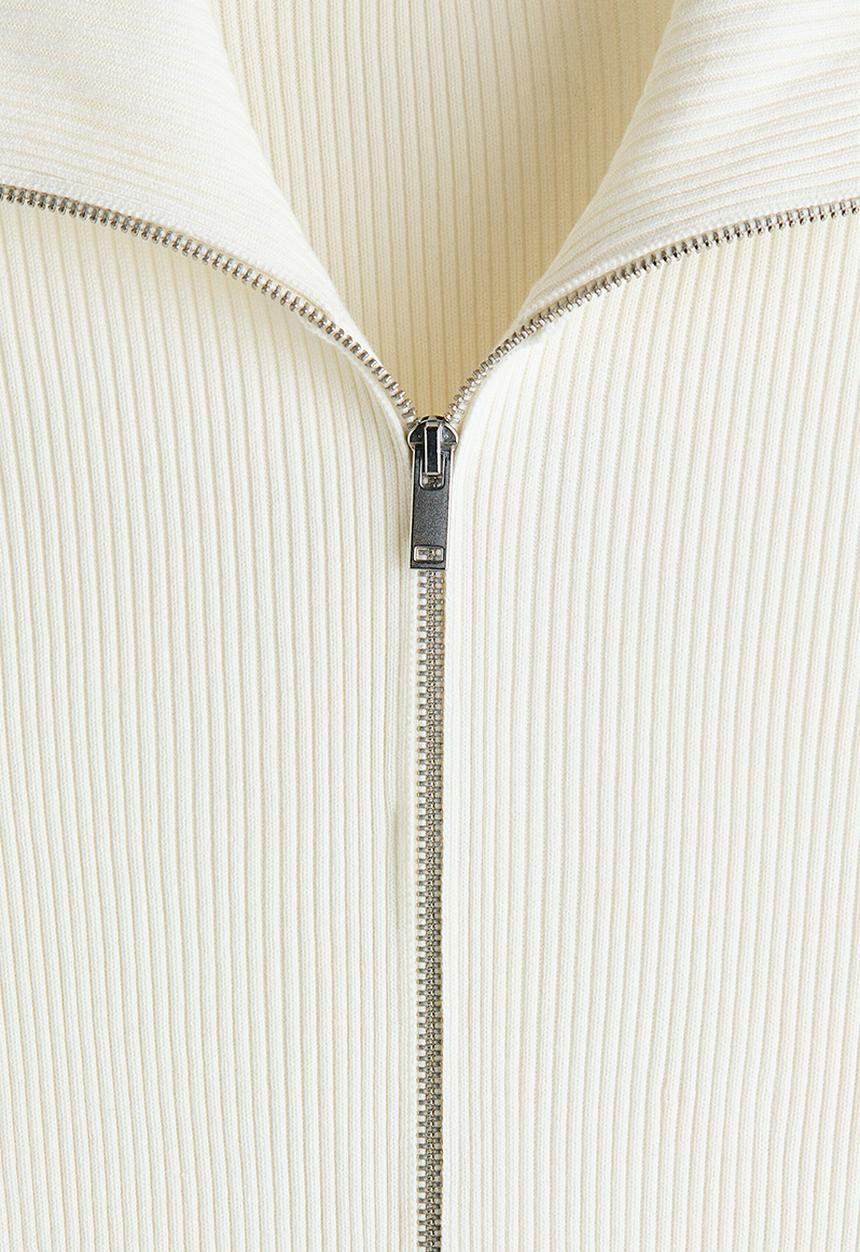 H&M - Slim fit rib-knit cardigan - white