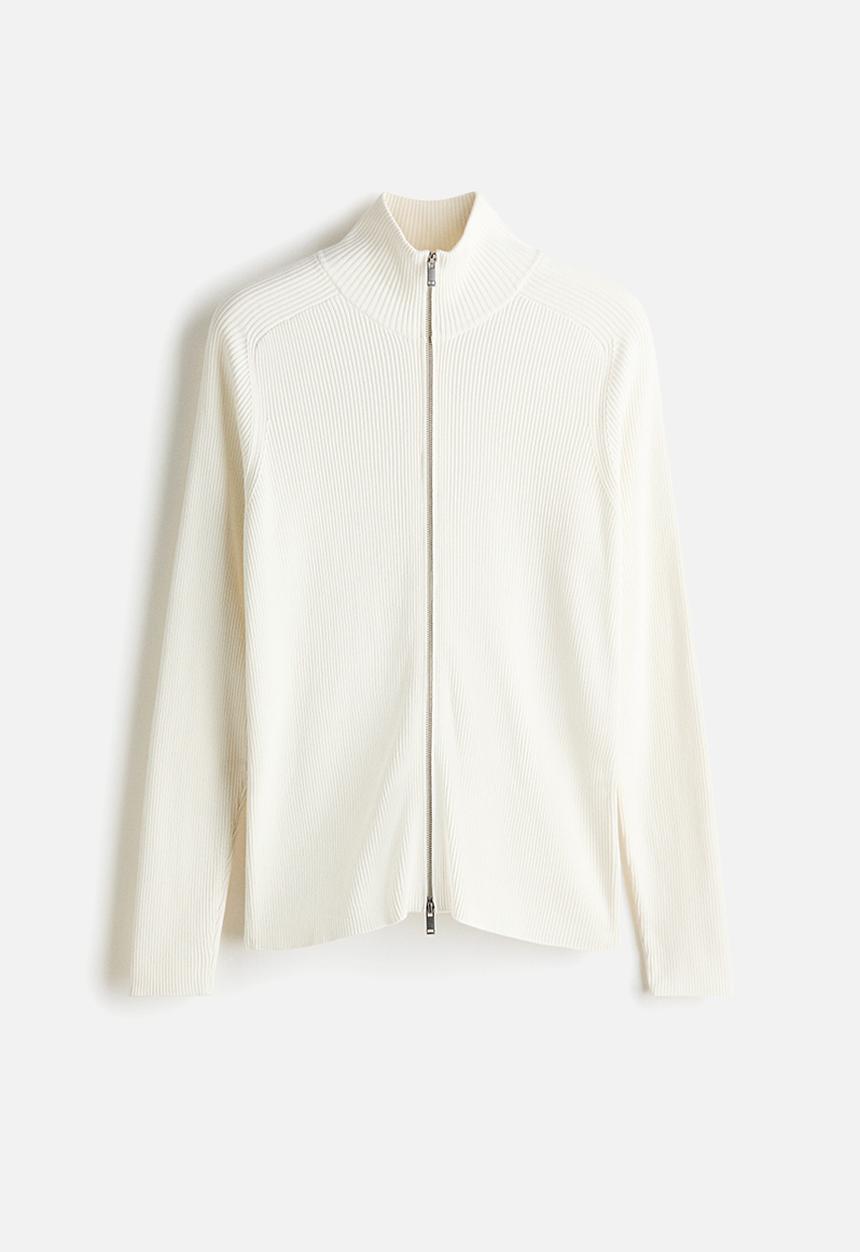 H&M - Slim fit rib-knit cardigan - white