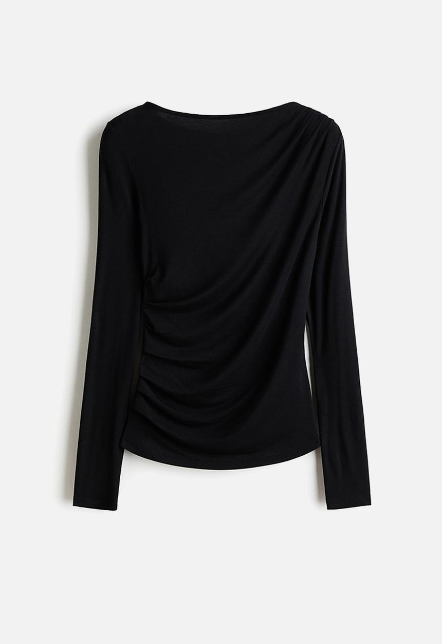 H&M - Draped viscose top - black