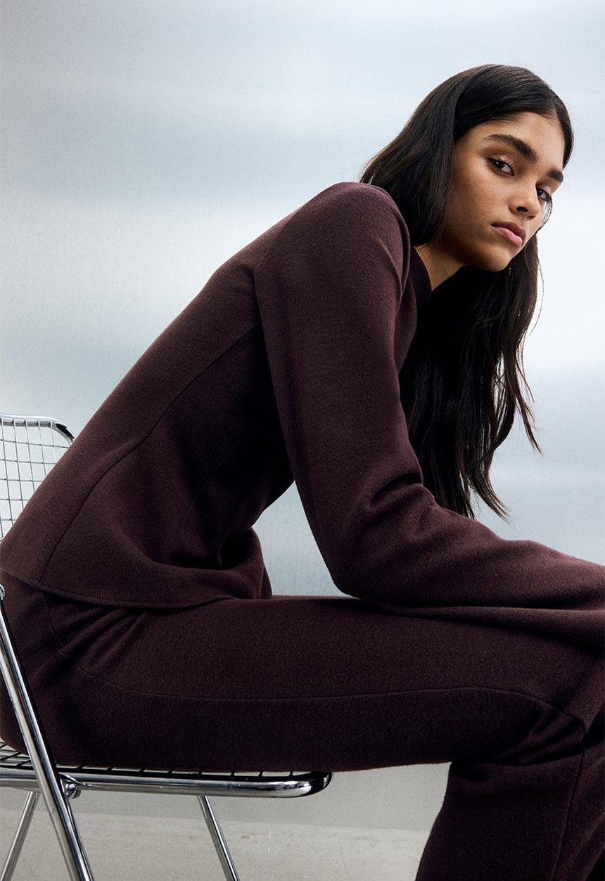 H&M - Waisted top - plum red