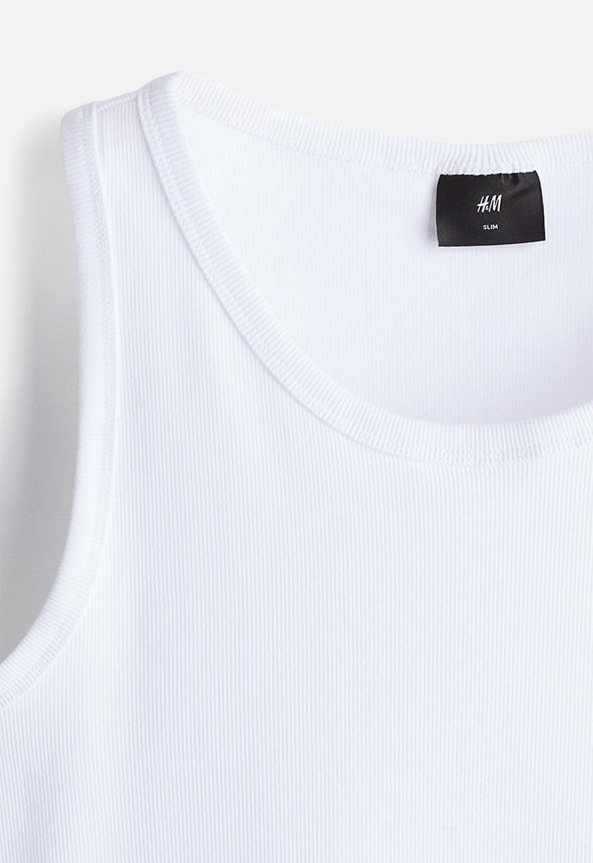 H&M - Slim fit ribbed vest top - white