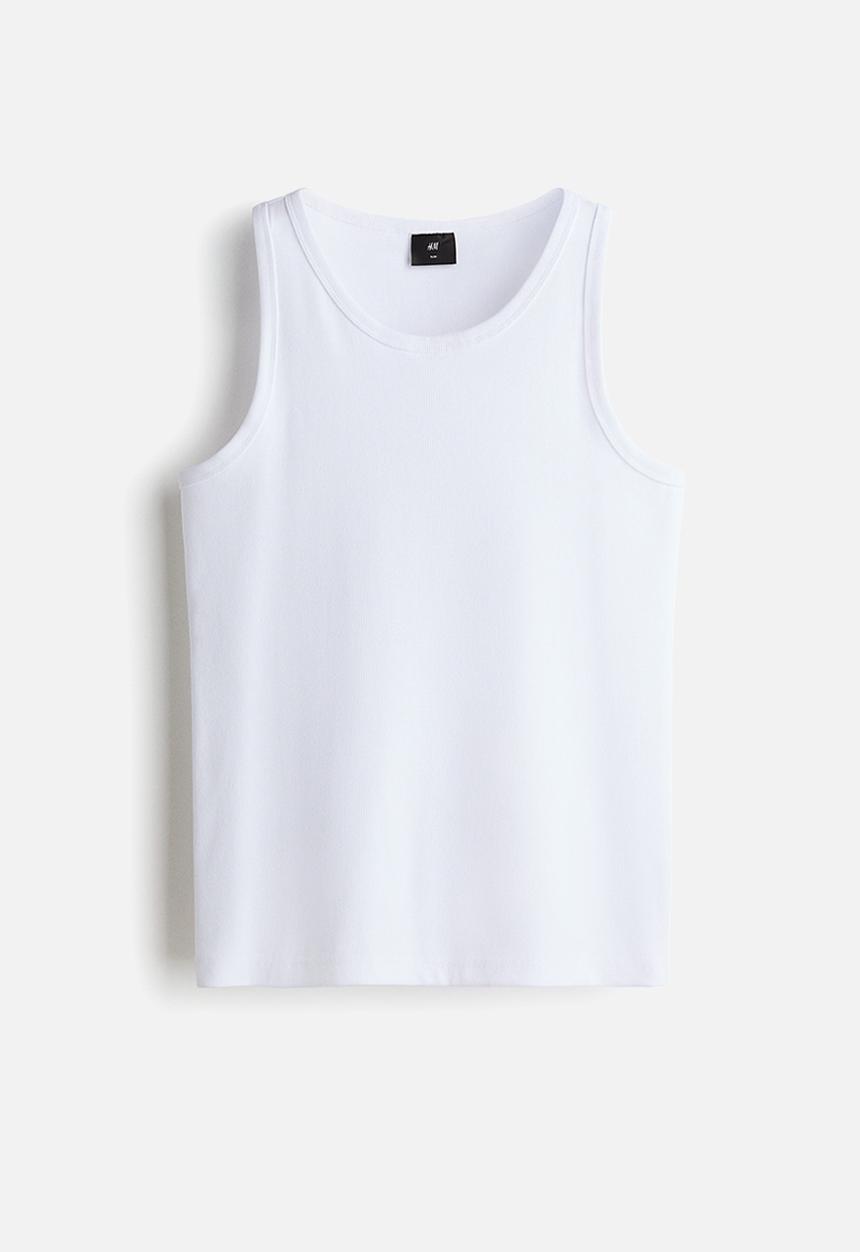 H&M - Slim fit ribbed vest top - white