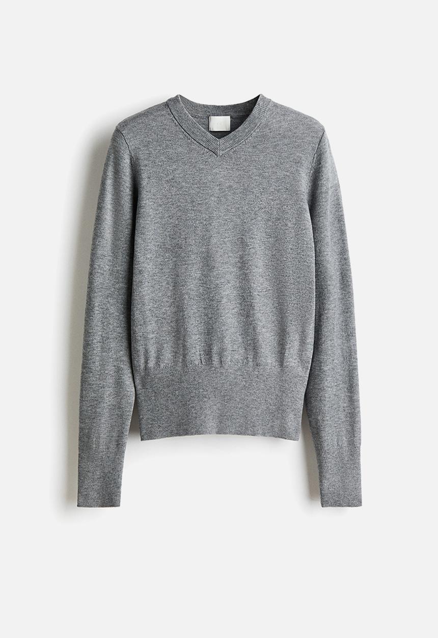 H&M - V-neck jumper - grey marl