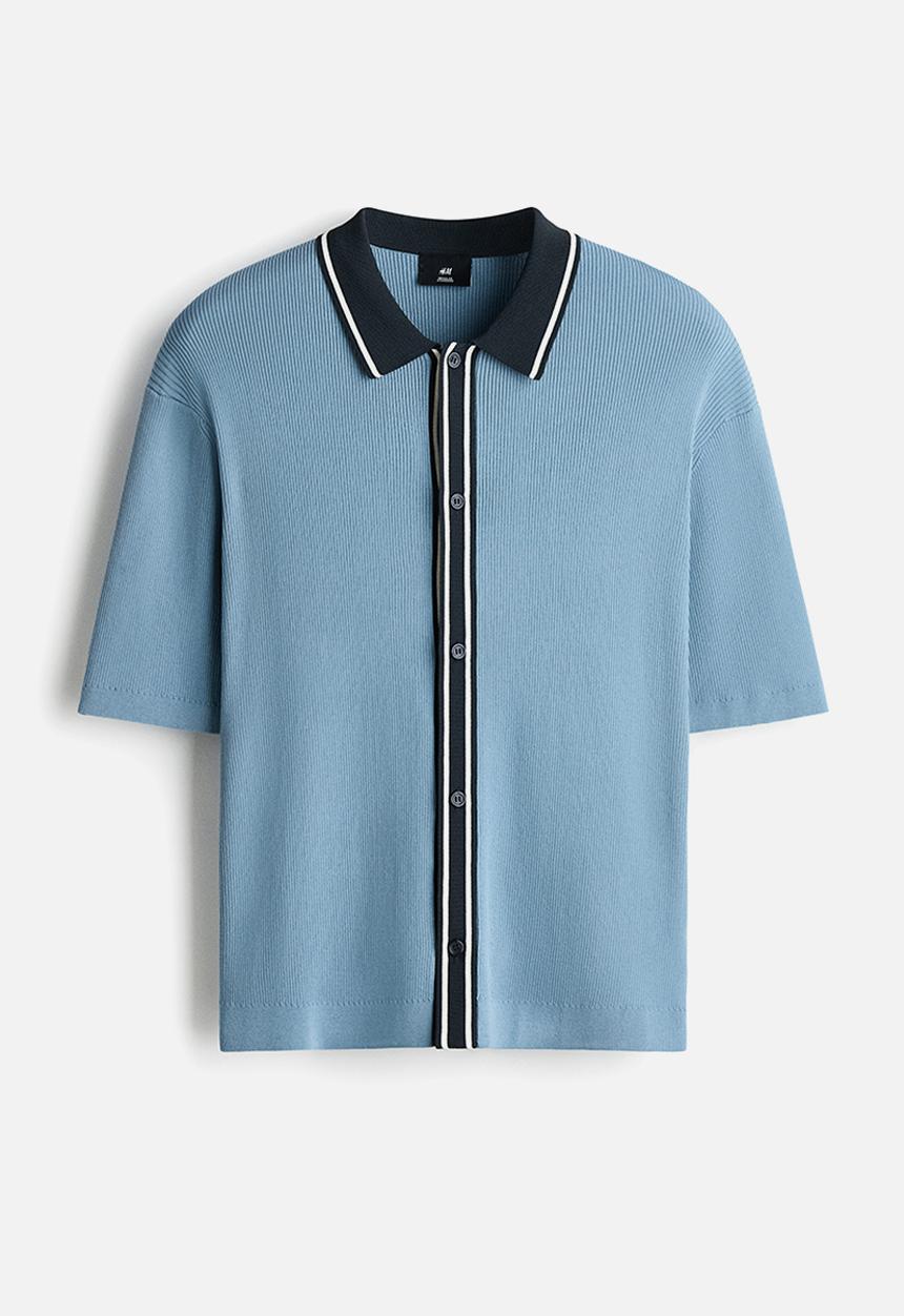 H&M - Regular fit rib-knit shirt - blue
