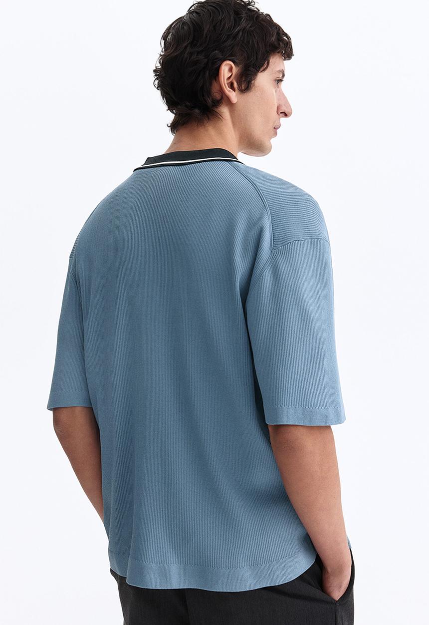 H&M - Regular fit rib-knit shirt - blue