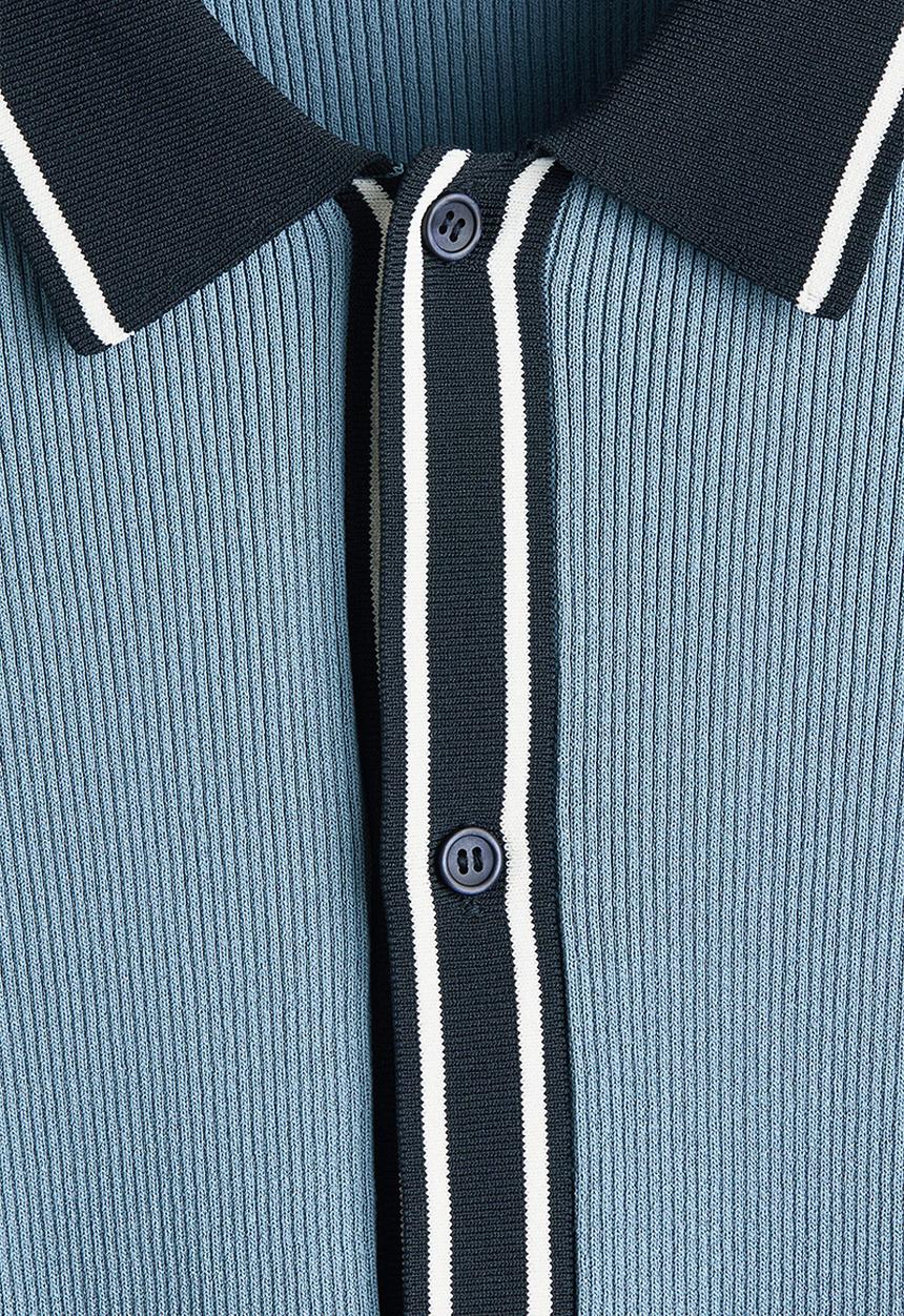 H&M - Regular fit rib-knit shirt - blue