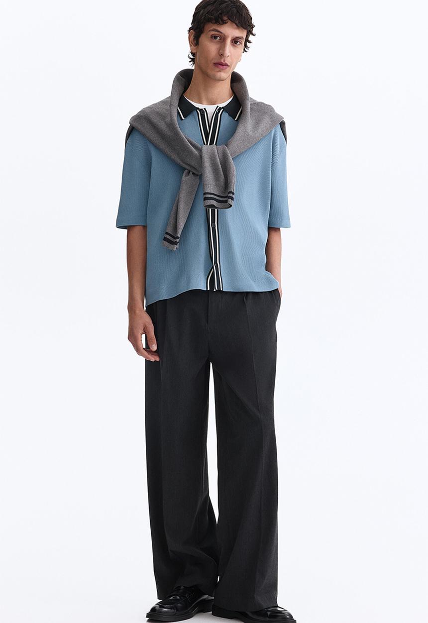 H&M - Regular fit rib-knit shirt - blue