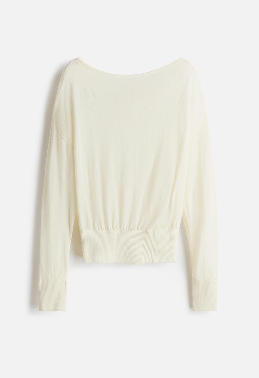 H&M - Fine-knit one-shoulder top - cream