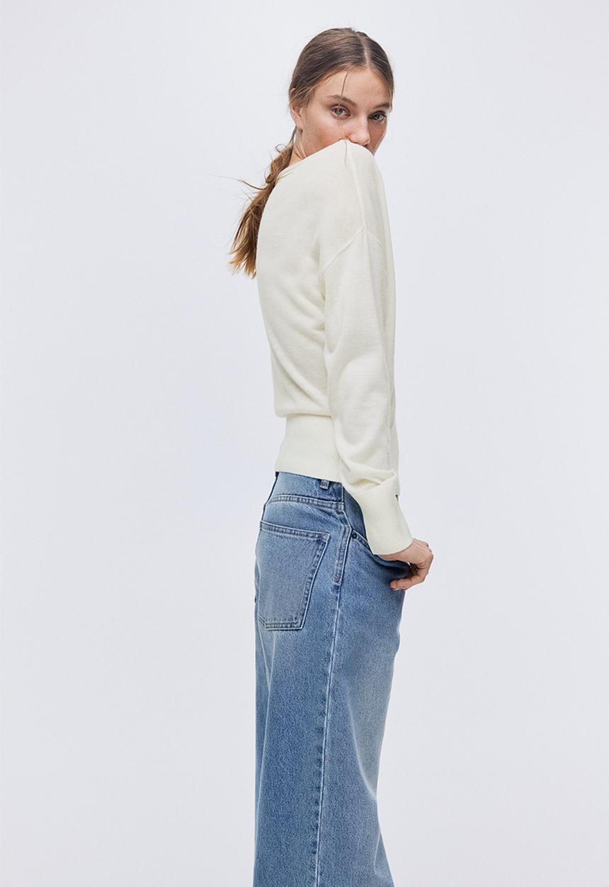 H&M - Fine-knit one-shoulder top - cream