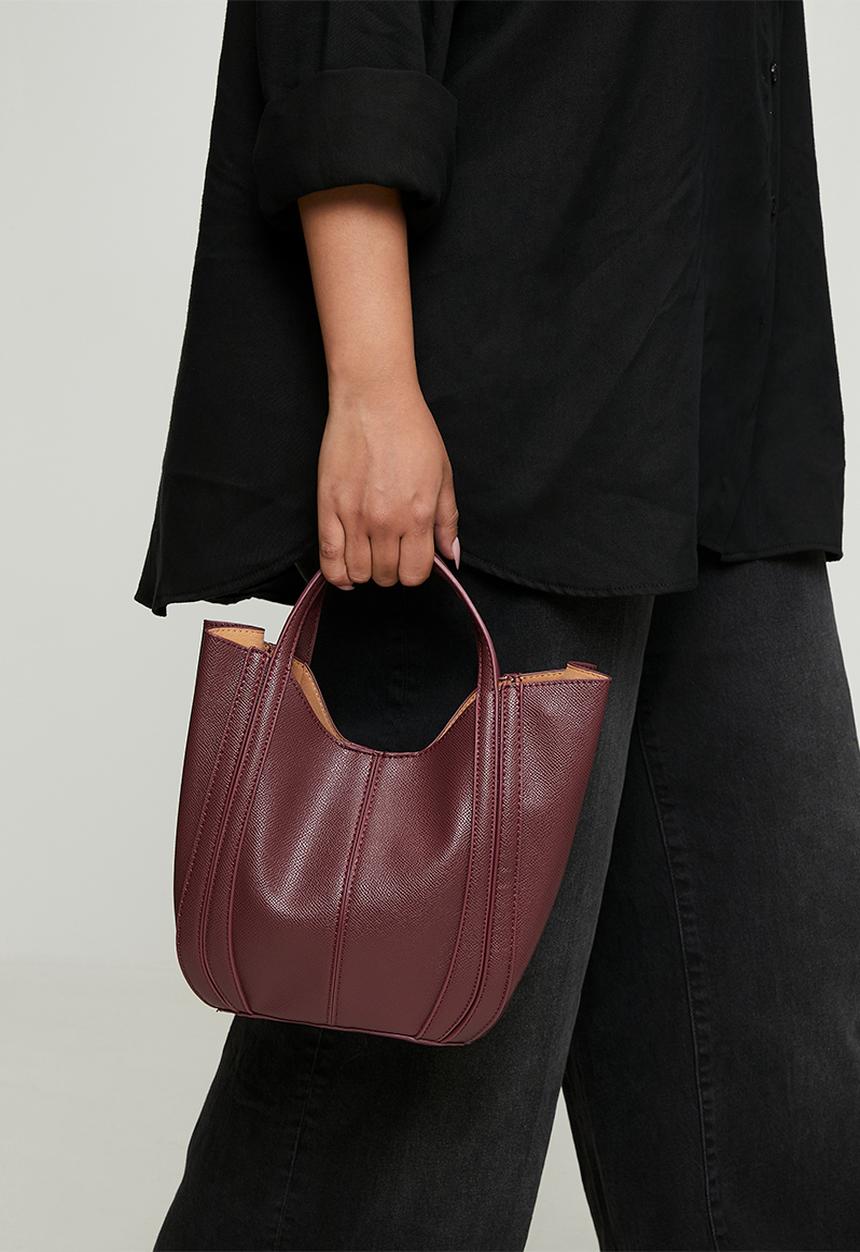 Tessa Design - Amaris Top Handle Crossbody Bag - Burgundy