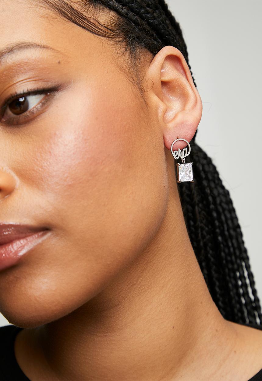ERA by DJ Zinhle - ERA Square drop earrings  - Silver