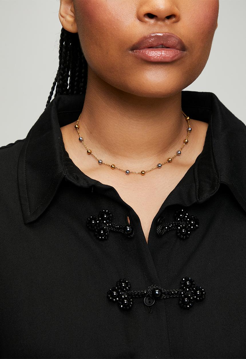 Zoe on Trend - Trendy two-tone ball necklace  - silver/gold