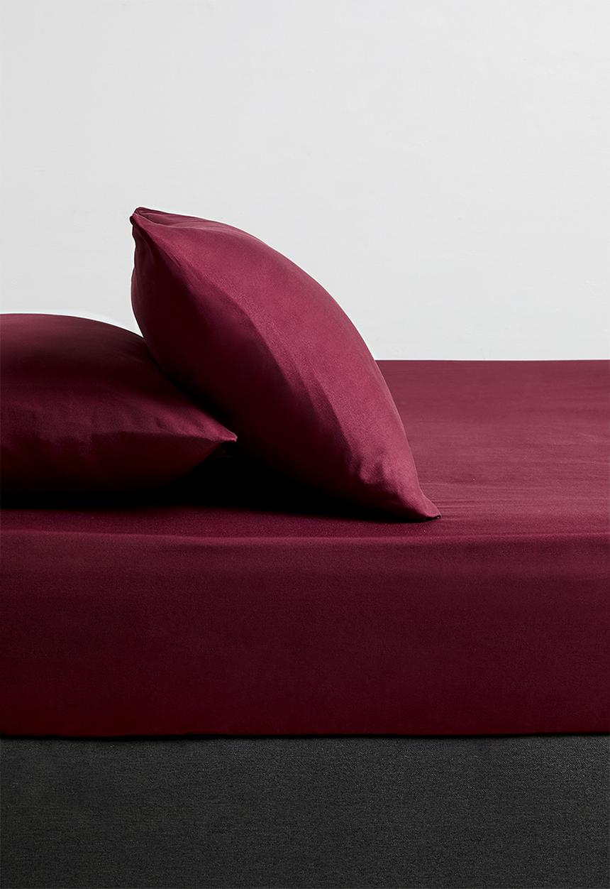 Sixth Floor - Recycled microfibre fitted sheet - Burgundy