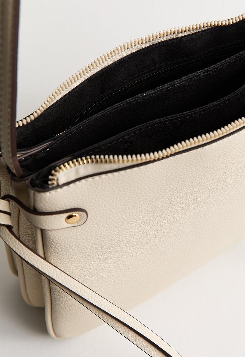 New Look - Triple Compartment Crossbody Bag - Cream