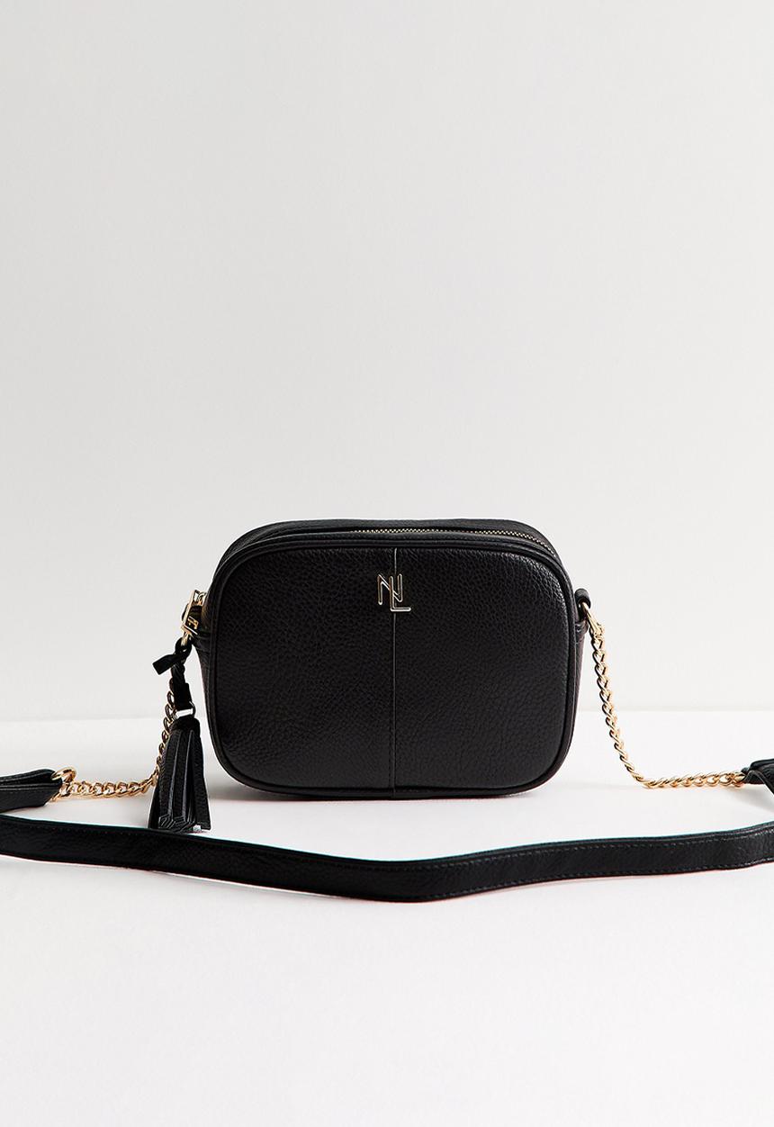 New Look - Faux Leather Chain Detail Crossbody Bag - Black