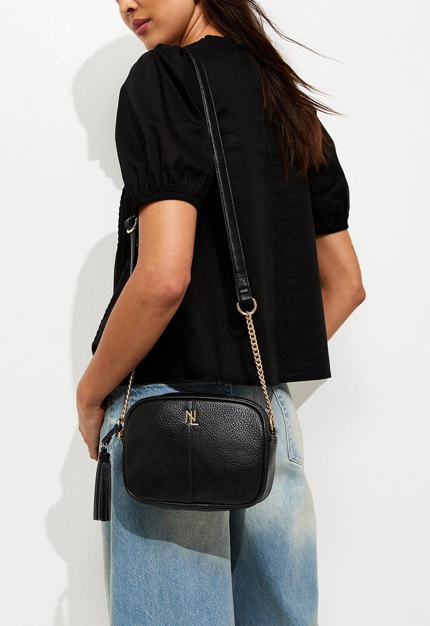 New Look - Faux Leather Chain Detail Crossbody Bag - Black