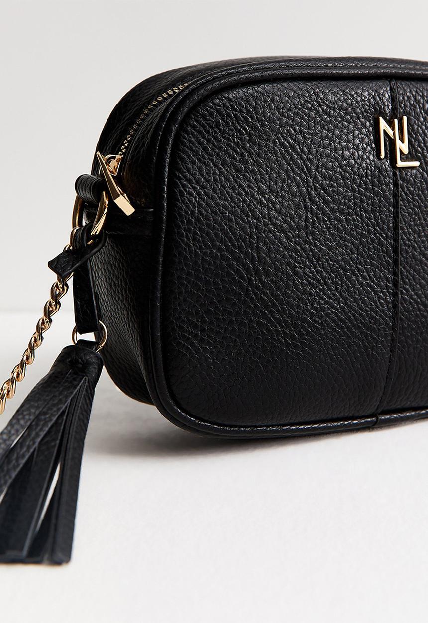 New Look - Faux Leather Chain Detail Crossbody Bag - Black