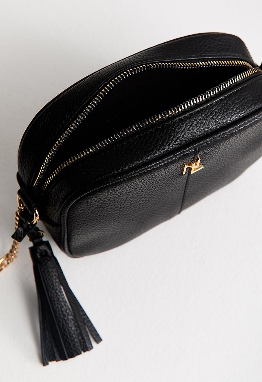 New Look - Faux Leather Chain Detail Crossbody Bag - Black