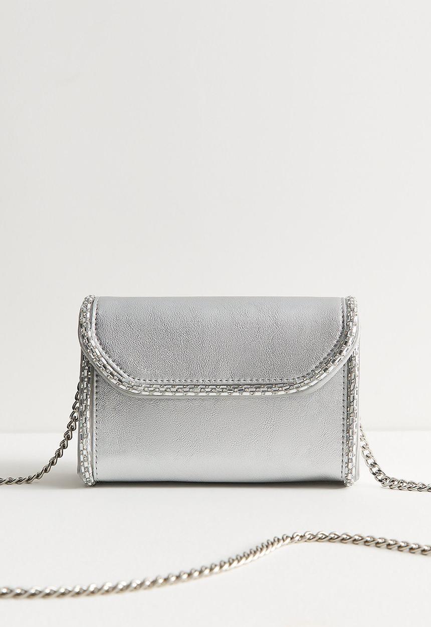 New Look - Piper Piped Clutch - Silver