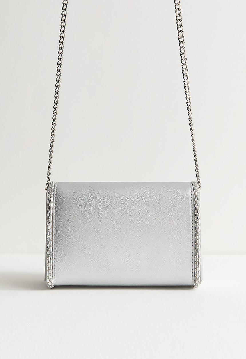 New Look - Piper Piped Clutch - Silver