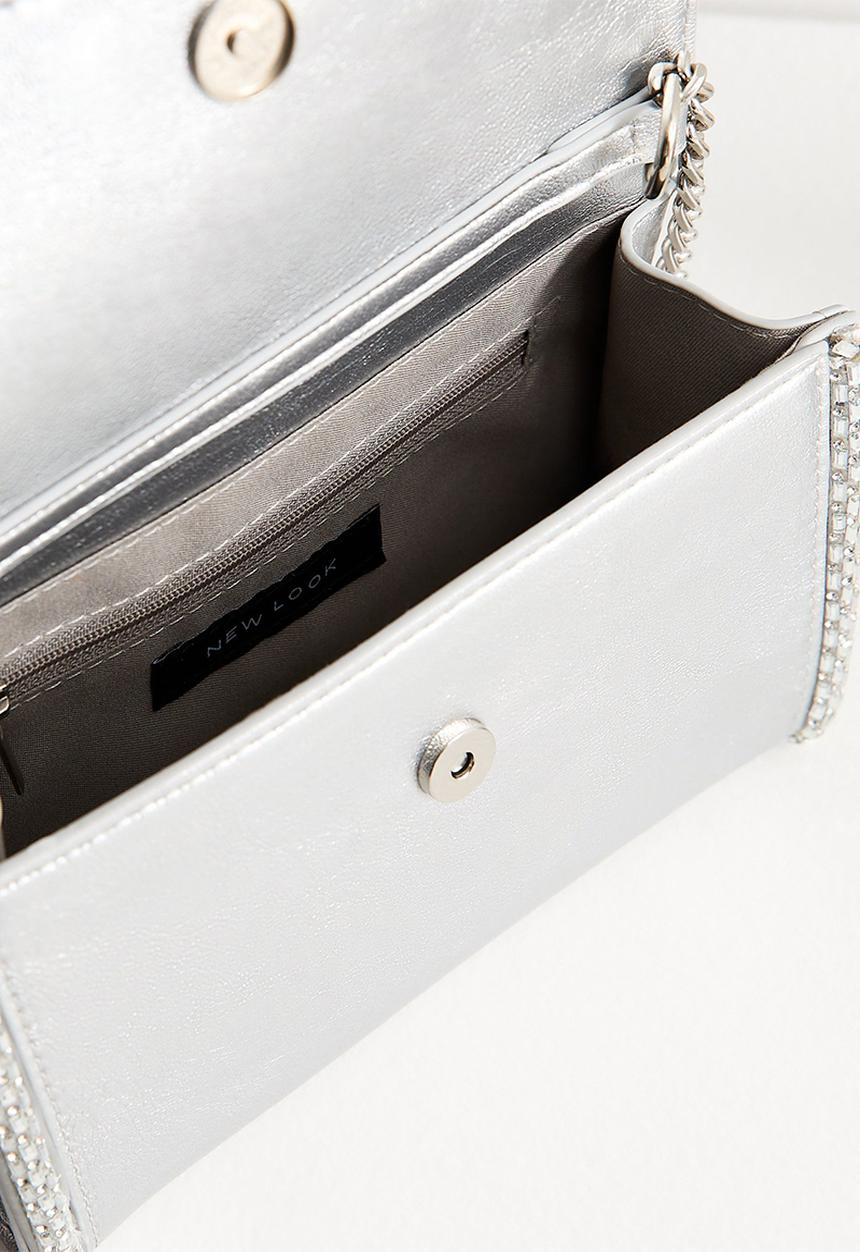 New Look - Piper Piped Clutch - Silver