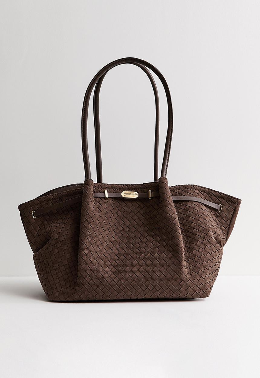 New Look - Soft Winged Weave Slouch Tote - Dark Brown