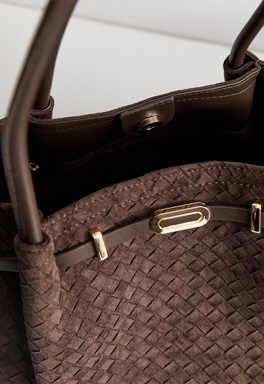 New Look - Soft Winged Weave Slouch Tote - Dark Brown
